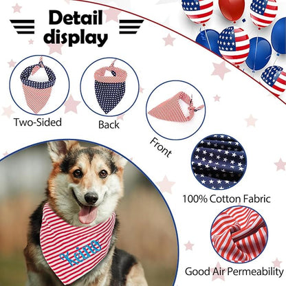 Personalized 4th of July Dog Bandana Embroidered Name Custom Neckwear Dog Scarf - Image 5