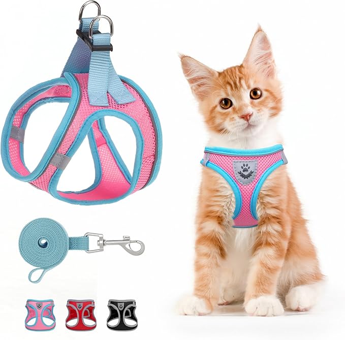 SCENEREAL Cat Harness and Leash Set Escape Proof, Adjustable Soft Air Mesh by SCENEREAL