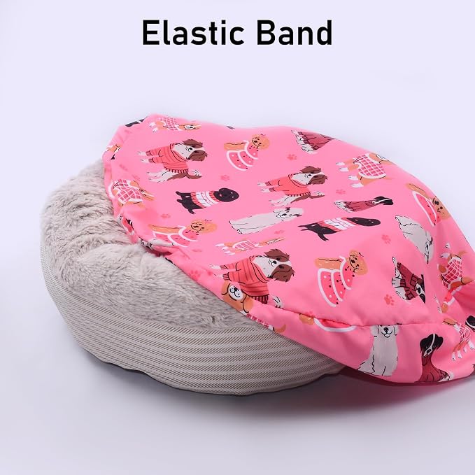 Round Replacement Dog Bed Covers Elastic Edged Washable Pet Bed Protector - Image 5