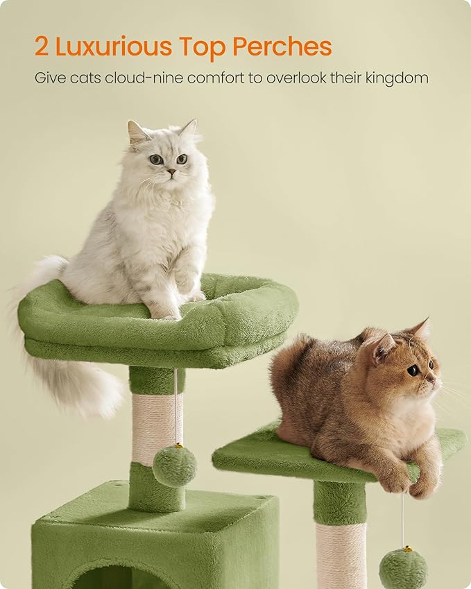 Feandrea Cat Tree, 59.5-Inch Tall Cat Tower, Plush Multi-Level Condo - Image 3