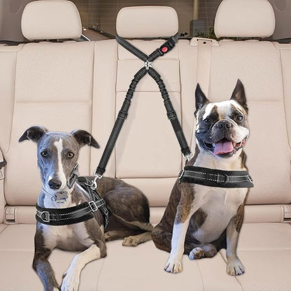 Dog Seat Belt for Car, Dual Pet Vehicle Headrest Restraint Safety Seatbelt - Image 2