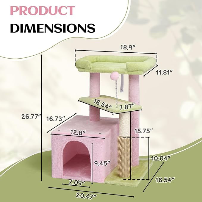 VINGLI Cat Tree, 27 inch Small Cat Tower - Image 5