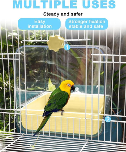 Hanging Bird Bath for Cage, 3 in 1 Multifunction Bird Bath/Bowl/House, Bird - Image 2