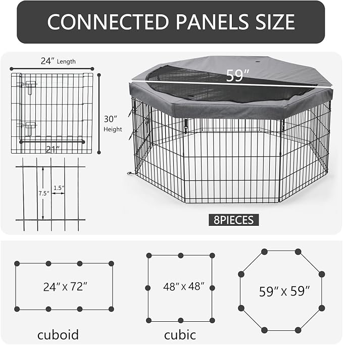 PETIME Foldable Metal Dog Exercise Pen/Pet Puppy Playpen Kennels Yard Fence - Image 3