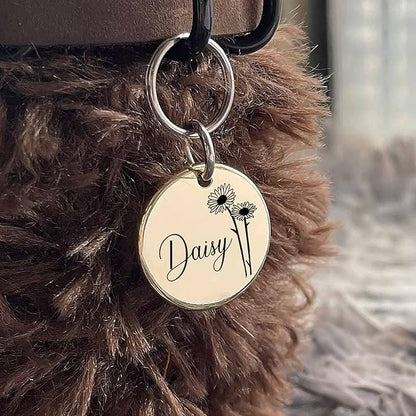 Cats Dogs ID Tags Personalized Engraving Birth Flowers Pattern - Image 9