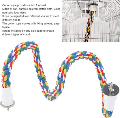 2PCS 60cm/23.6in Bird Rope Perch, 1.8cm Soft Cotton Parakeet Perches, Colorful - Image 5