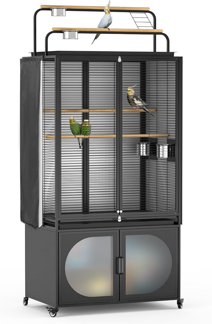 GDLF 72-Inch Bird Cage with Play Top, Parakeet Cage with Rolling Storage - Image 2