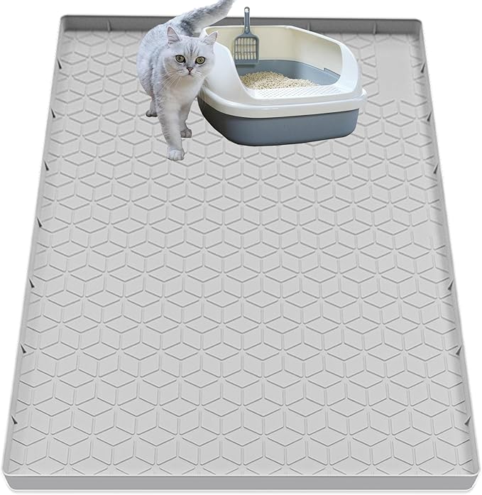 Cat Litter Mat for Litter Box, Silicone Large Cat Litter Trapping Mat by Jacooxi