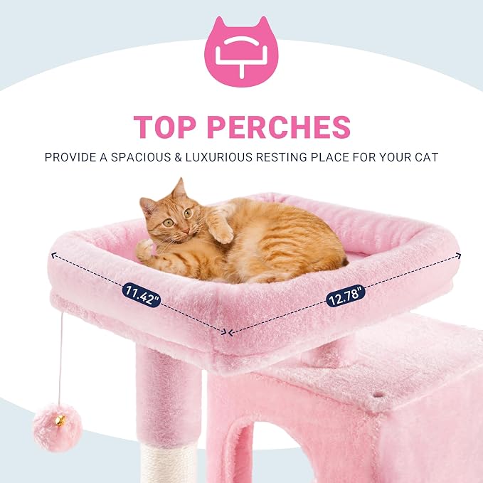 Allewie 29 Inches Cat Tree Tower/Plush Perches Platform/Condo/House/Sisal - Image 4