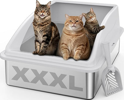 Stainless Steel Litter Box Extra Large by AIPERRO