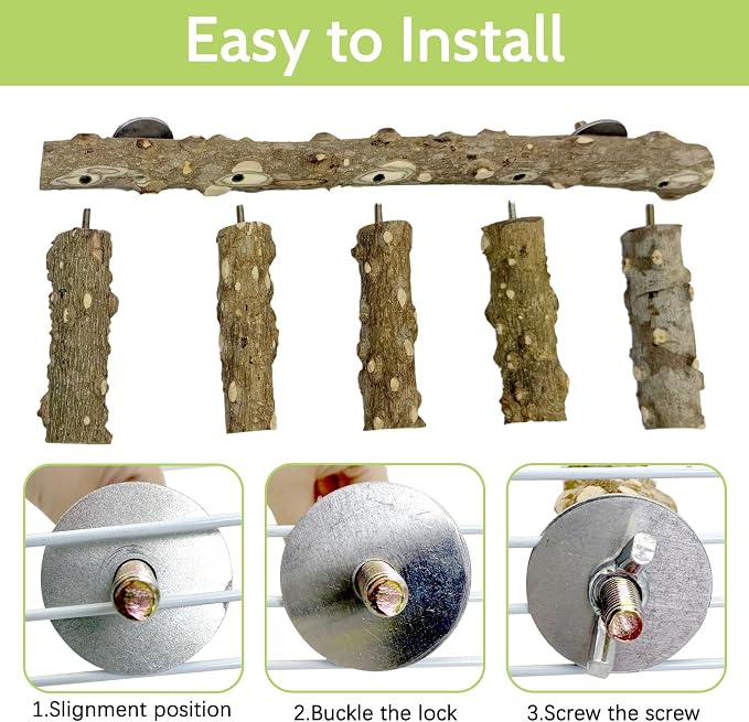 BNOSDM Natural Wood Bird Ladder Perch 6Pcs Parrot Stand Branches Climbing - Image 6