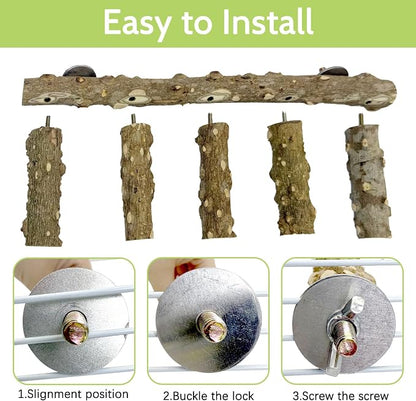BNOSDM Natural Wood Bird Ladder Perch 6Pcs Parrot Stand Branches Climbing - Image 6