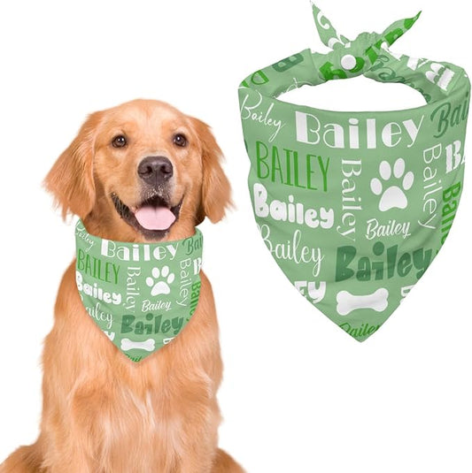 Personalized Dog Bandanas Custom Neckwear Name Button Anti-loosening Dog Scarf by Unknown