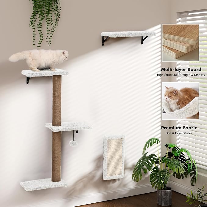 5-in-1 Cat Wall Shelves, Perch & Lounge - Image 2