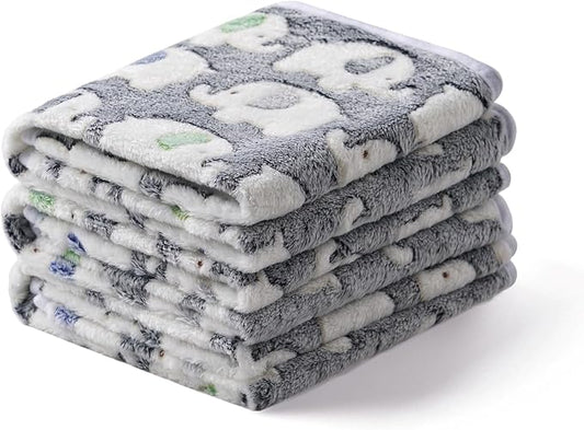 1 Pack 3 Blankets Super Soft Fluffy Premium Cute Elephant Pattern Pet Blanket by luciphia