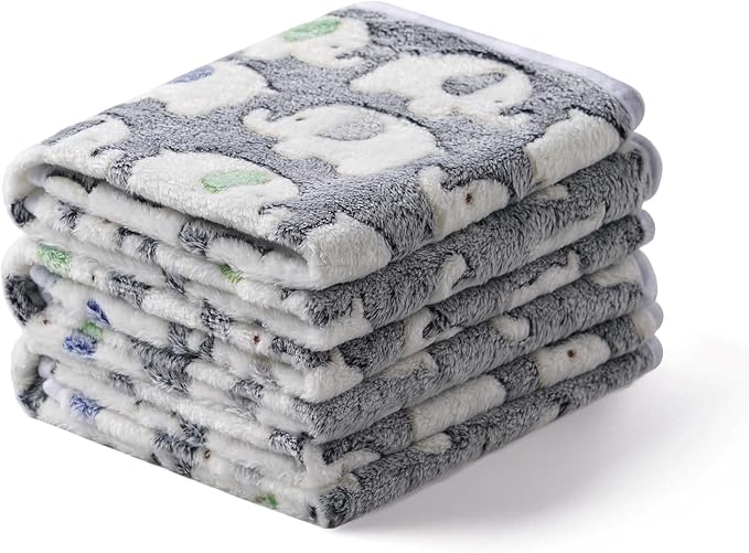 1 Pack 3 Blankets Super Soft Fluffy Premium Cute Elephant Pattern Pet Blanket by luciphia