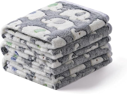 1 Pack 3 Blankets Super Soft Fluffy Premium Cute Elephant Pattern Pet Blanket by luciphia