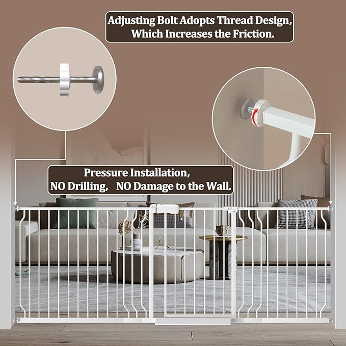 WAOWAO Baby Gate 62.20-71.26" Extra Wide Pressure Mounted Walk Through Swing - Image 5