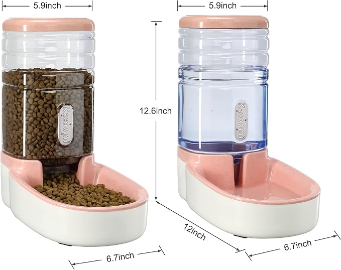 Automatic Dog Cat Feeder and Water Dispenser Gravity Food Feeder and Waterer Set - Image 2