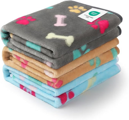 Luciphia 1 Pack 3 Blankets Fluffy Premium Fleece Pet Blanket Flannel Paw by luciphia