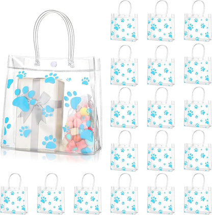 Teling 20 Packs Dog Paw Clear PVC Gift Bags by Teling