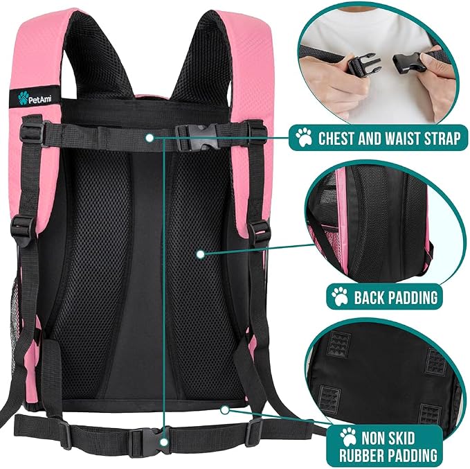 PetAmi Dog Backpack Carrier for Small Large Cat, Ventilated Pet Hiking Backpack - Image 5