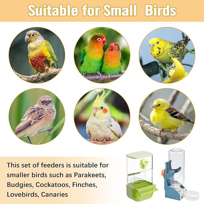 BNOSDM Automatic Bird Feeder Water Dispenser Set No Mess Bird Cage Feeders - Image 9