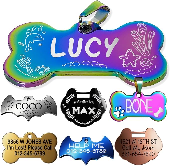 Stainless Steel Personalized Pet ID Tags, Art Design by Unknown