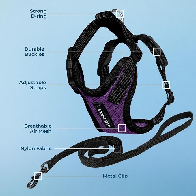 Voyager Escape-Proof Step-in Lock Cat Harness & 5ft Neoprene-Handle Leash Set - Image 3