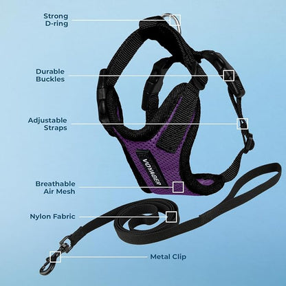 Voyager Escape-Proof Step-in Lock Cat Harness & 5ft Neoprene-Handle Leash Set - Image 3