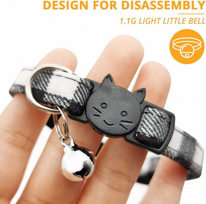 MJIYA Cat Collar with Bell, Breakaway Grid Collar with Plastic Buckle, Light - Image 4