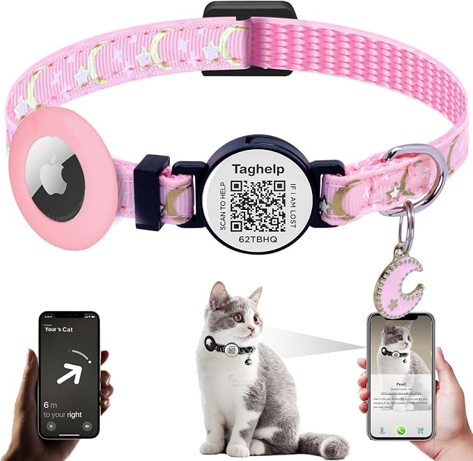 Stars and Moon AirTag Collar by Taghelp