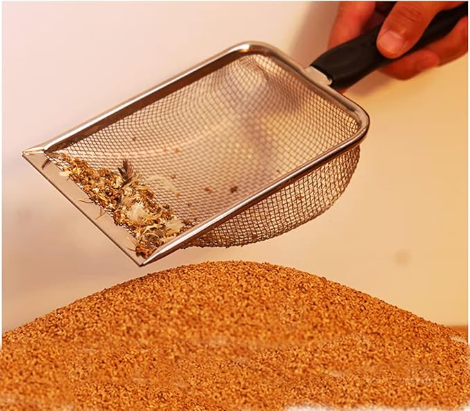 Cat Litter Scoop Stainless Steel Mesh Scooper Long Handle Deep Shovel Non-Stick - Image 6