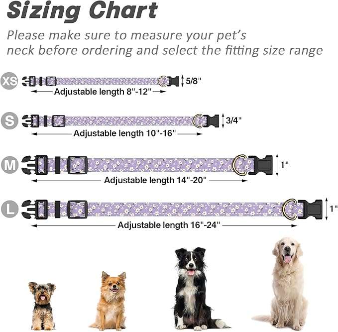 Reflective Dog Collar for Medium Dogs, Cute Flower Theme Adjustable Heavy-Duty - Image 7