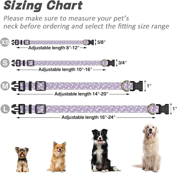 Reflective Dog Collar for Extra Small Dogs, Cute Flower Theme Adjustable - Image 7