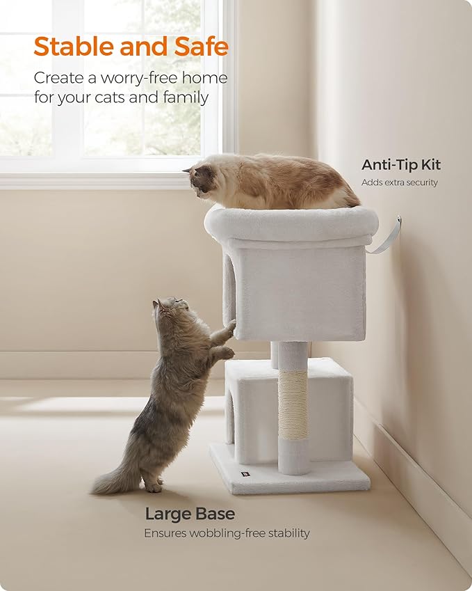 Feandrea Cat Tree, 33.1-Inch Cat Tower, Plush Condo - Image 8