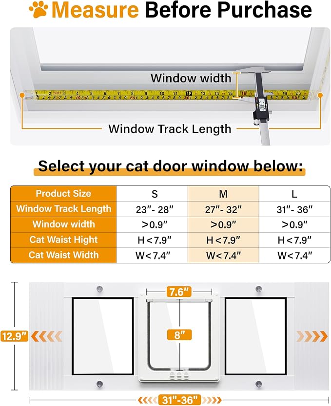 Cat Door for Window Weatherproof: Aluminum Frame Flap Pet Door Fit Window Insert - Image 5