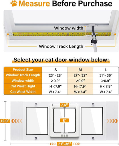 Cat Door for Window Weatherproof: Aluminum Frame Flap Pet Door Fit Window Insert - Image 5