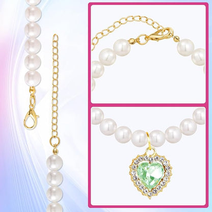 2pcs Pearl Collar for Cat Puppy, Small Cute Heart Shape Rhinestone Pet Necklace - Image 3