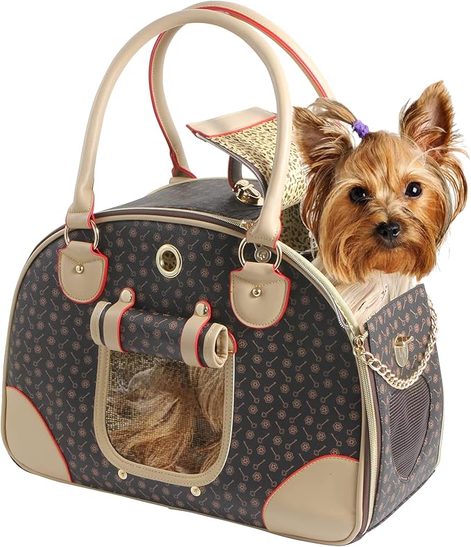 Fashion Dog Carrier PU Leather Dog Handbag Dog Purse Cat Tote Bag Pet Cat Dog by BETOPHOUSE