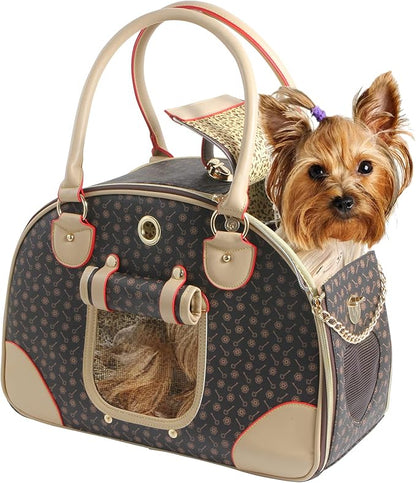 Fashion Dog Carrier PU Leather Dog Handbag Dog Purse Cat Tote Bag Pet Cat Dog by BETOPHOUSE