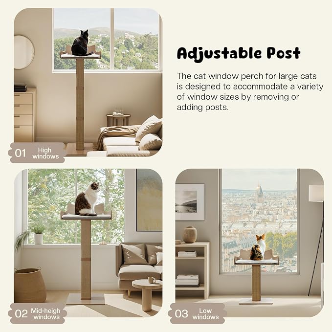 Cat Window Perch with Thick Sisal Scratching Post, Cats Hammock - Image 7