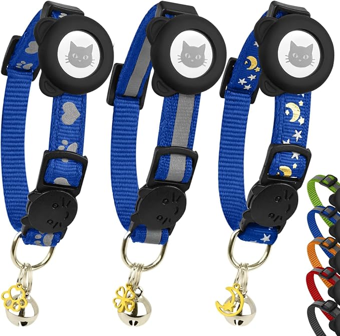 Cat Collar with AirTag Holders, Reflective Breakaway Safety Collars, Bells and by BemixPets