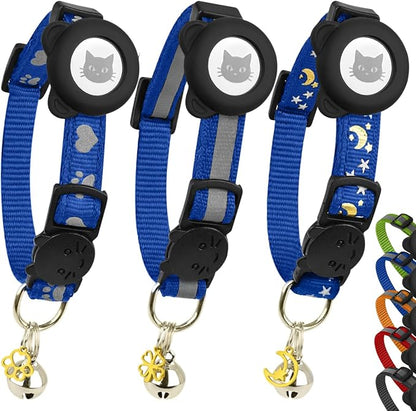 Cat Collar with AirTag Holders, Reflective Breakaway Safety Collars, Bells and by BemixPets