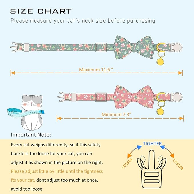 Faygarsle 2 Pack Christmas Cat Collar Set, - Image 2