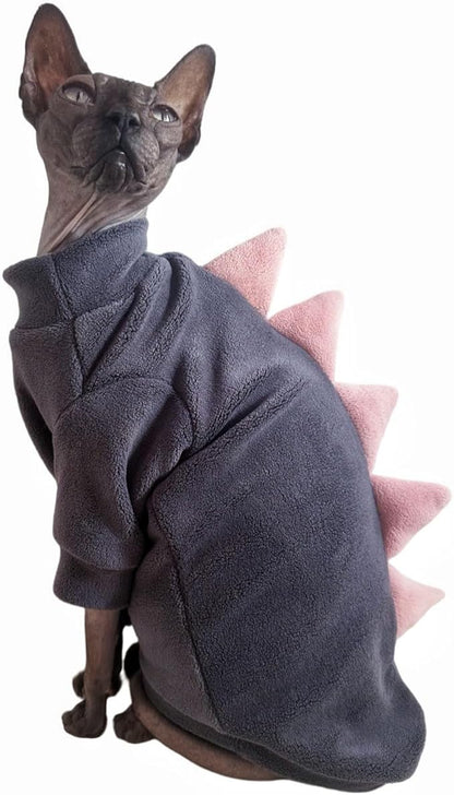 Dinosaur Sphynx Cat Clothes, Soft Polar Fleece Sweater - Image 2