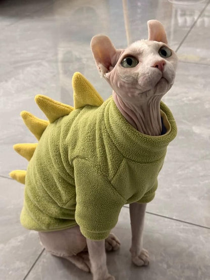 Dinosaur Sphynx Cat Clothes, Soft Polar Fleece Sweater - Image 5