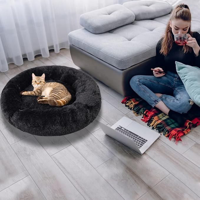 Dog Bed for Small Medium Large Dogs, 24 inch Calming Dogs Bed, Washable-Round - Image 7