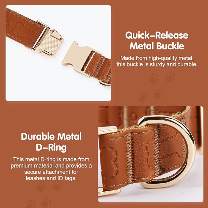 TDTOK Stylish Leather Dog Collar, Comfortable Soft PU Leather Dog Collars - Image 4