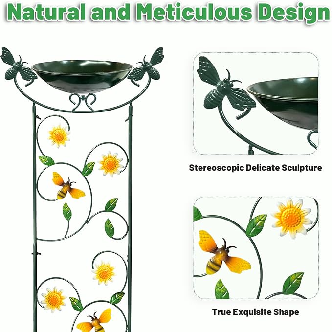 HONGLAND 36.5" Metal Bird Bath - Image 3